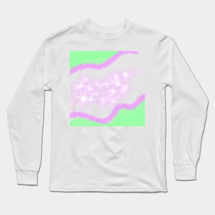 Green pink watercolor glitter sparkle art Long Sleeve T-Shirt